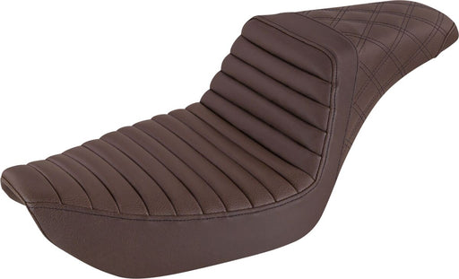 Saddlemen Brown Rear Lattice Stitch Tuck N Roll Seat for 1996-2003 Harley-Davidson Dyna Motorcycles