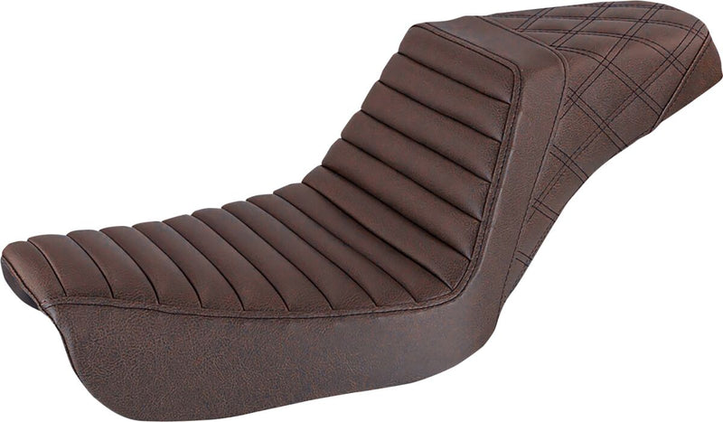Saddlemen Brown Tuck N Roll Step Up Seat w/Rear Lattice Stitch for 2004-2005 Harley-Davidson Dyna Low Rider and 2004-2005 Harley-Davidson Dyna Super Glide Motorcycles #804-04-176BR