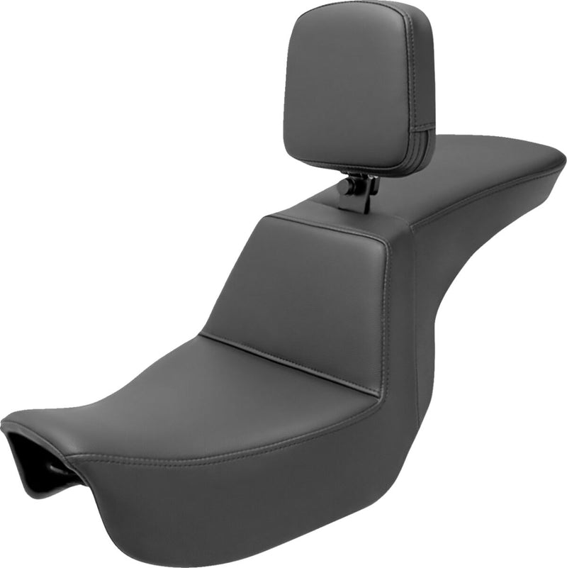 Saddlemen Plain Step-Up Seat w/Rider Backrest for 2006-2017 Harley-Davidson Dyna Motorcycles