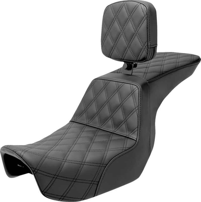 Saddlemen Full Lattice Stitch Step Up Seat w/Rider Backrest for 2006-2017 Harley-Davidson Dyna Motorcycles