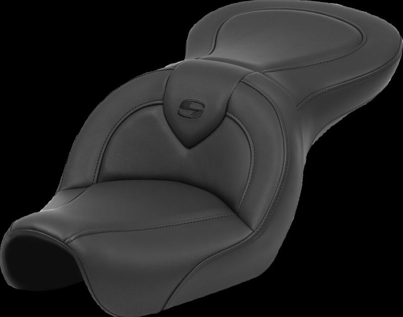Saddlemen Black Roadsofa Black Stitch Seat for 2004-2005 Harley-Davidson Dyna Low Rider and 2004-2005 Harley-Davidson Dyna Super Glide Motorcycles
