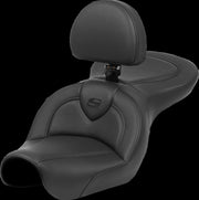 Saddlemen Black Roadsofa Black Stitch Seat w/Drivers Backrest for 2004-2005 Harley-Davidson Dyna Low Rider and 2004-2005 Harley-Davidson Dyna Super Glide Motorcycles