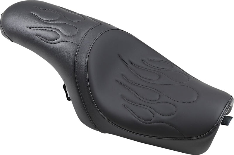 Drag Specialties Predator Solo Seat w/Black Flame Stitch for 2004-2022 Harley-Davidson Sportster Motorcycles