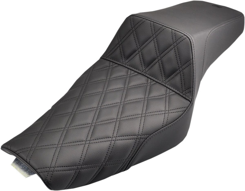 Saddlemen Lattice-Stitch Step-Up Seat for use with 3.3 Gallon Tank for 2004-2022 Harley-Davidson Sportster Motorcycles Black #807-11-172