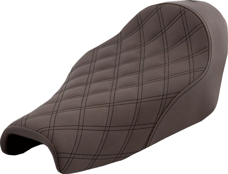 Saddlemen Renegade Lattice-Stitch Solo Seat for 2004-2022 Harley-Davidson Sportster Motorcycles Brown