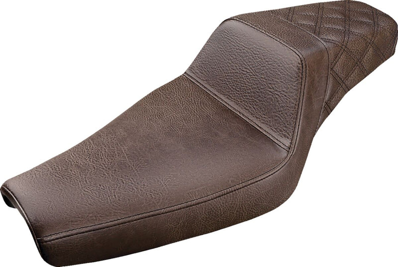 Saddlemen Rear Lattice Stitch Step-Up Seat for use with 3.3 Gallon Tank for 2004-2020 Harley-Davidson Sportster Motorcycles Brown #807-11-173BR