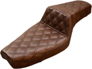 Saddlemen Brown Lattice-Stitched Step Up Seat for use with 4.5 Gallon Tank for 2004-2018 Harley-Davidson Sportster Motorcycles #807-03-175BR