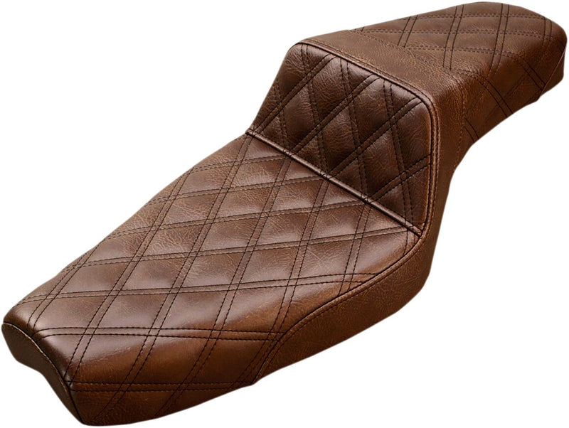 Saddlemen Brown Lattice-Stitched Step Up Seat for use with 4.5 Gallon Tank for 2004-2018 Harley-Davidson Sportster Motorcycles #807-03-175BR