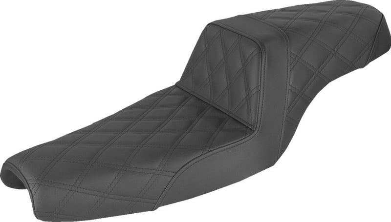 Saddlemen Black Lattice-Stitched Step Up Seat for use with 3.3 Gallon Tank for 2004-2022 Harley-Davidson Sportster Motorcycles #807-11-175