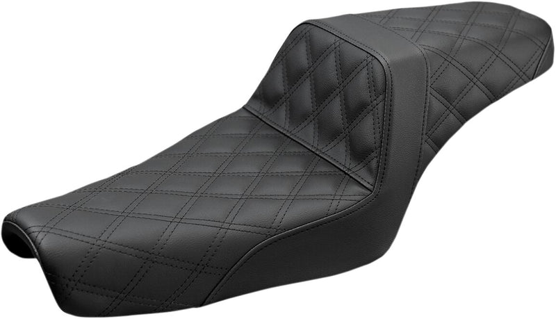 Saddlemen Black Lattice-Stitched Step Up Seat for use with 3.3 Gallon Tank for 2004-2022 Harley-Davidson Sportster Motorcycles