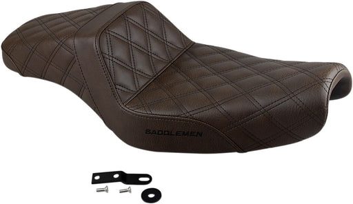 Saddlemen Brown Lattice-Stitched Step Up Seat for use with 3.3 Gallon Tank for 2004-2022 Harley-Davidson Sportster Motorcycles