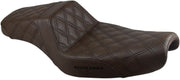 Saddlemen Brown Lattice-Stitched Step Up Seat for use with 3.3 Gallon Tank for 2004-2022 Harley-Davidson Sportster Motorcycles