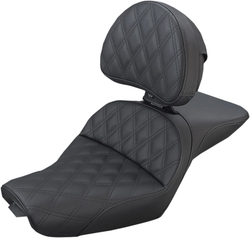 Saddlemen Explorer Lattice-Stitch Seat w/Driver Backrest for 2004-2019 Harley-Davidson Sportster Motorcycles Black #807-03-030LS