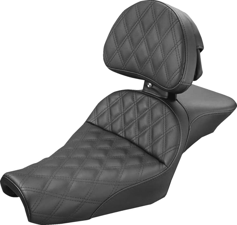 Saddlemen Explorer Lattice-Stitch Seat w/Driver Backrest for 2004-2022 Harley-Davidson Sportster Motorcycles Black #807-11-030LS