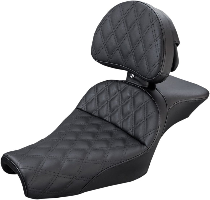 Saddlemen Explorer Lattice-Stitch Seat w/Driver Backrest for 2004-2022 Harley-Davidson Sportster Motorcycles Black #807-11-030LS