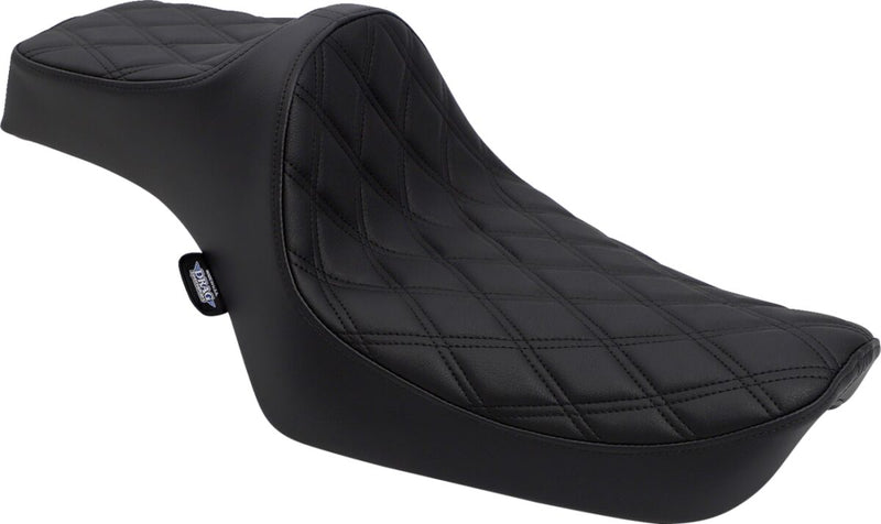 Drag Specialties Black Predator III Double Diamond Stitch Vinyl Seat w/Black Thread for 1982-2003 Harley-Davidson Sportster Motorcycles