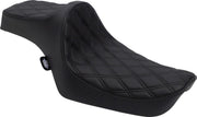 Drag Specialties Black Predator III Double Diamond Stitch Vinyl Seat w/Black Thread for 1982-2003 Harley-Davidson Sportster Motorcycles