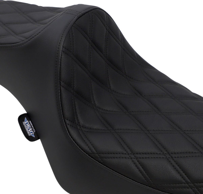 Drag Specialties Black Predator III Double Diamond Stitch Vinyl Seat w/Black Thread for 1982-2003 Harley-Davidson Sportster Motorcycles