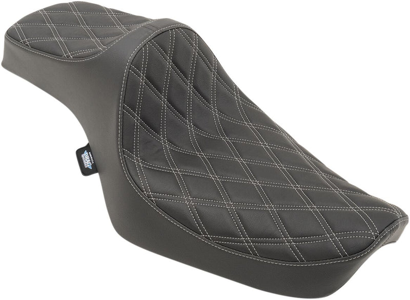Drag Specialties Black Predator III Double Diamond Stitch Vinyl Seat w/Silver Thread for 1982-2003 Harley-Davidson Sportster Motorcycles