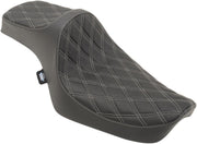 Drag Specialties Black Predator III Double Diamond Stitch Vinyl Seat w/Silver Thread for 1982-2003 Harley-Davidson Sportster Motorcycles