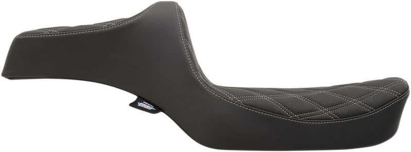Drag Specialties Black Predator III Double Diamond Stitch Vinyl Seat w/Silver Thread for 1982-2003 Harley-Davidson Sportster Motorcycles