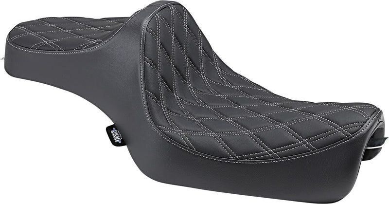 Drag Specialties Black Predator III Double Diamond Stitch Vinyl Seat w/Silver Thread for 2004-2021 Harley-Davidson Sportster Motorcycles