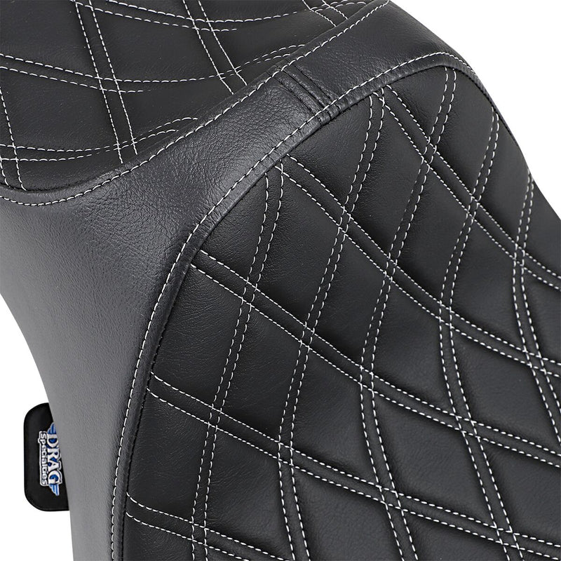 Drag Specialties Black Predator III Double Diamond Stitch Vinyl Seat w/Silver Thread for 2004-2021 Harley-Davidson Sportster Motorcycles