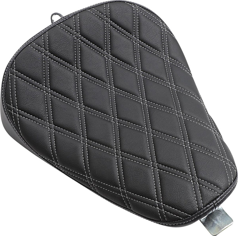 Drag Specialties Black Bobber-Style Double-Diamond Silver Stitch Solo Seat for 2010-2022 Harley-Davidson Sportster Motorcycles