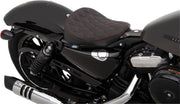 Drag Specialties Black Bobber-Style Double-Diamond Red Stitch Solo Seat for 2010-2022 Harley-Davidson Sportster Motorcycles