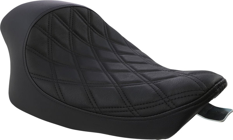 Drag Specialties Black 3/4 Double-Diamond Black Stitch Vinyl Solo Seat for 2004-2022 Harley-Davidson Sportster Motorcycles