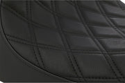 Drag Specialties Black 3/4 Double-Diamond Black Stitch Vinyl Solo Seat for 2004-2022 Harley-Davidson Sportster Motorcycles