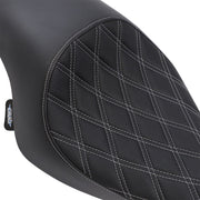 Drag Specialties Black 3/4 Double-Diamond Silver Stitch Vinyl Solo Seat for 2004-2022 Harley-Davidson Sportster Motorcycles