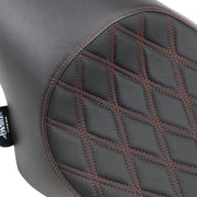 Drag Specialties 3/4 Double-Diamond Red Stitch Vinyl Solo Seat for 2004-2022 Harley-Davidson Sportster Motorcycles