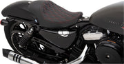 Drag Specialties 3/4 Double-Diamond Red Stitch Vinyl Solo Seat for 2004-2022 Harley-Davidson Sportster Motorcycles