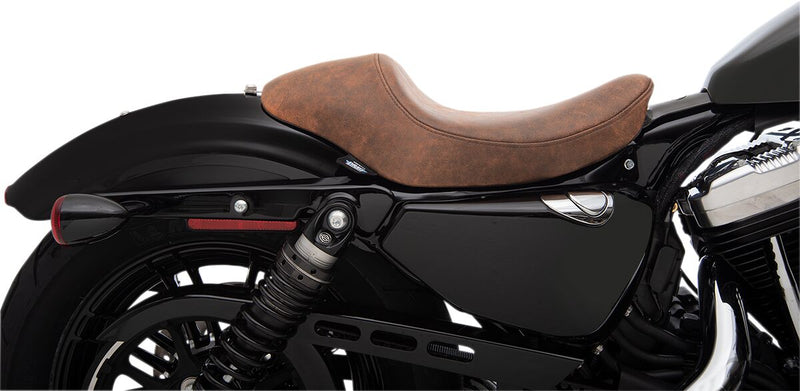 Drag Specialties Distressed Brown Leather 3/4 Smooth Solo Seat for 2004-2022 Harley-Davidson Sportster Motorcycles