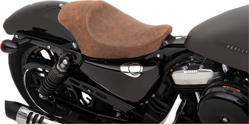 Drag Specialties Distressed Brown Leather 3/4 Smooth Solo Seat for 2004-2022 Harley-Davidson Sportster Motorcycles