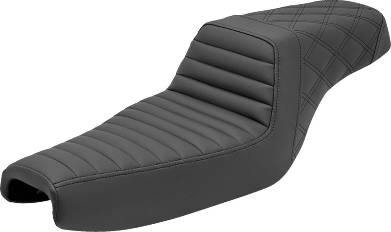 Saddlemen Black Rear Lattice Stitch Tuck N Roll Seat for use with 3.3 Gallon Tank for 2004-2018 Harley-Davidson Sportster Motorcycles #807-11-176