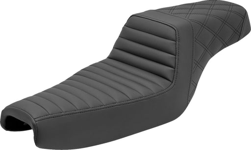 Saddlemen Black Rear Lattice Stitch Tuck N Roll Seat for use with 3.3 Gallon Tank for 2004-2018 Harley-Davidson Sportster Motorcycles