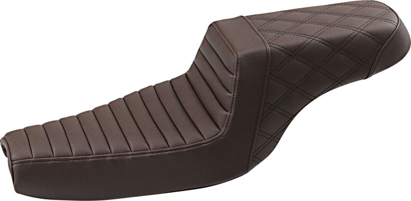 Saddlemen Brown Rear Lattice Stitch Tuck N Roll Seat for use with 3.3 Gallon Tank for 2004-2020 Harley-Davidson Sportster Motorcycles #807-11-176BR