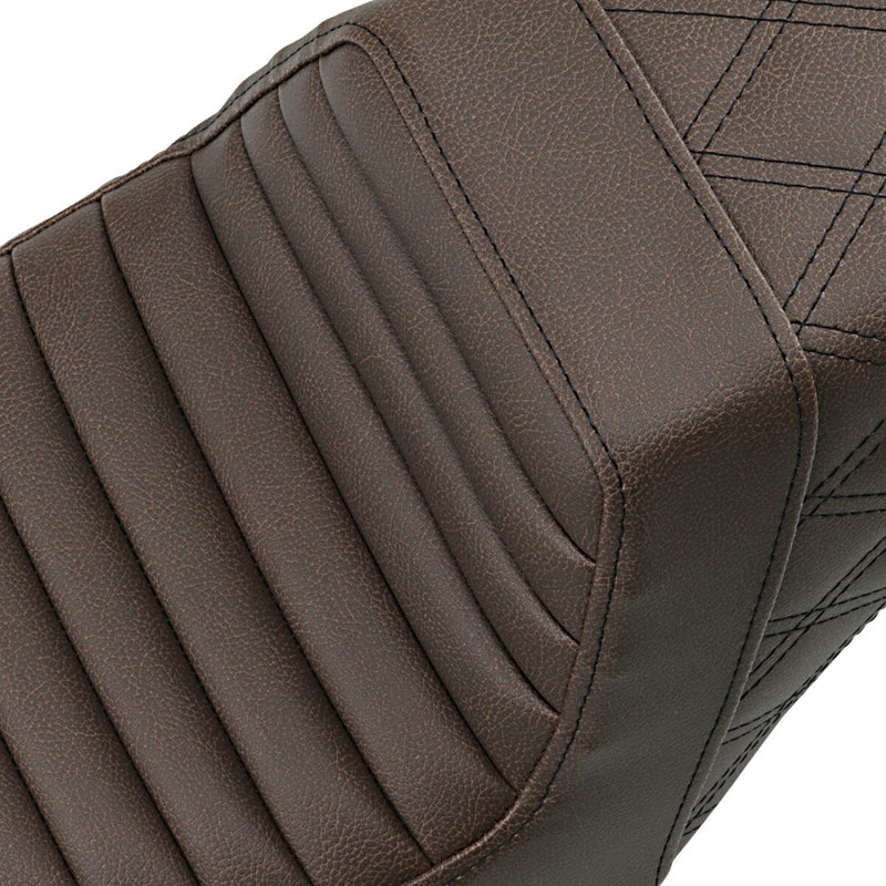 Saddlemen Brown Rear Lattice Stitch Tuck N Roll Seat for use with 3.3 Gallon Tank for 2004-2020 Harley-Davidson Sportster Motorcycles