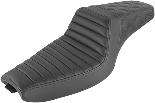 Saddlemen Black Rear Lattice Stitch Tuck N Roll Seat for use with 4.5 Gallon Tank for 2004-2018 Harley-Davidson Sportster Custom Motorcycles