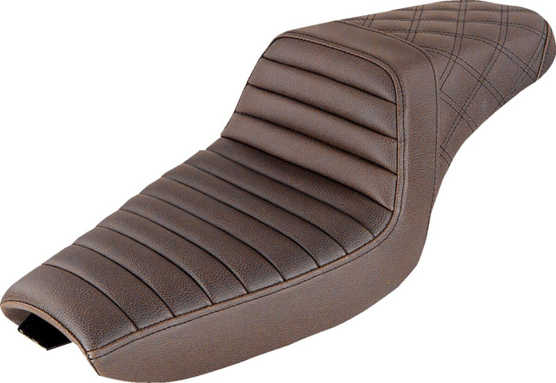 Saddlemen Brown Rear Lattice Stitch Tuck N Roll Seat for use with 4.5 Gallon Tank for 2004-2018 Harley-Davidson Sportster Custom Motorcycles #807-03-176BR