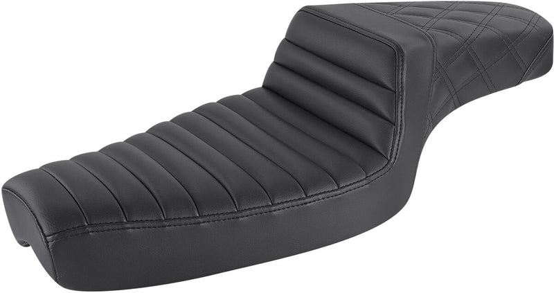 Saddlemen Black Rear Lattice Stitch Tuck N Roll Seat for 1979-2003 Harley-Davidson Sportster Motorcycles #879-03-176