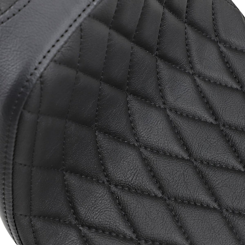 Drag Specialties Black Double Diamond Stitch Vinyl Predator III Seat w/Black Thread for 1957-1978 Harley-Davidson Sportster XL Motorcycles