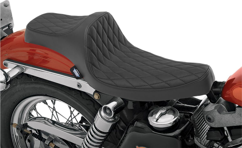 Drag Specialties Black Double Diamond Stitch Vinyl Predator III Seat w/Black Thread for 1957-1978 Harley-Davidson Sportster XL Motorcycles