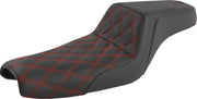 Saddlemen Red Tuck N Roll Step Up Seat w/Rear Lattice Stitch for 2004-2022 Harley-Davidson Sportster Motorcycles Black| Red