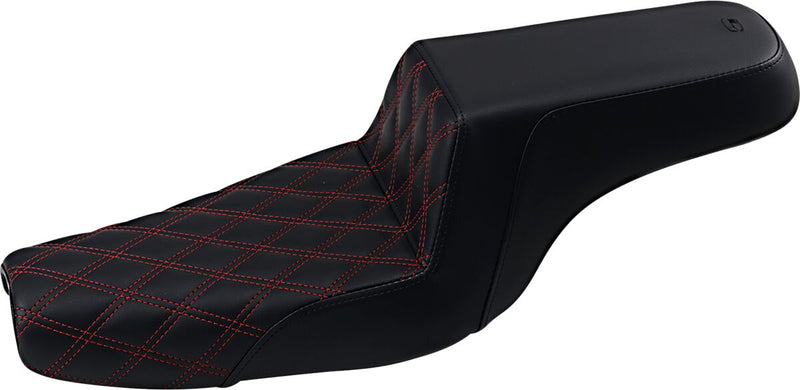 Saddlemen Red Tuck N Roll Step Up Seat w/Rear Lattice Stitch for 2004-2022 Harley-Davidson Sportster Motorcycles