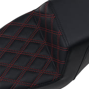 Saddlemen Red Tuck N Roll Step Up Seat w/Rear Lattice Stitch for 2004-2022 Harley-Davidson Sportster Motorcycles