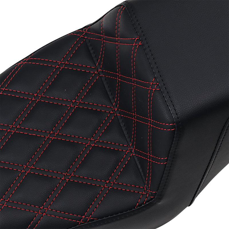 Saddlemen Red Tuck N Roll Step Up Seat w/Rear Lattice Stitch for 2004-2022 Harley-Davidson Sportster Motorcycles