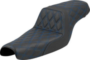 Saddlemen Lattice Stitch Step-Up Seat for 2004-2022 Harley-Davidson Black Blue 2-Up Seat Saddlehyde™ #807-11-17501